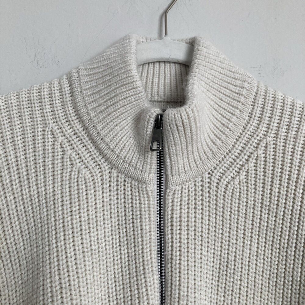 QUINCE Australian Merino Wool Half Zip Sweater LARGE Men Ivory Bone Long Sleeve - Picture 3 of 10